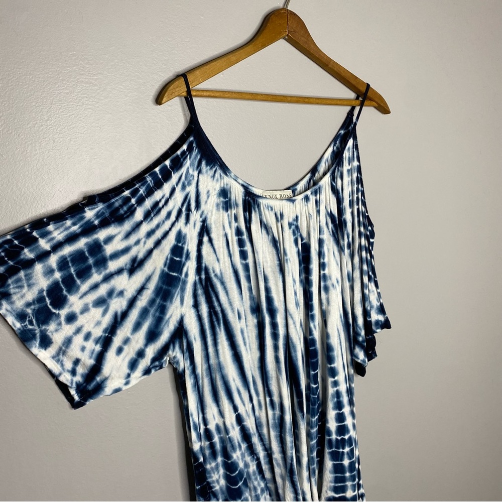 KNOX ROSE Blue and White Tie-Dye Blouse  Size XXL